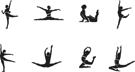 Ballet dancers in various poses on a white background silhouette © Mstnajma