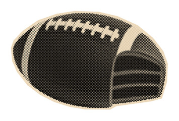 Obraz premium American football sports equipment shown in a classic retro halftone illustration, symbolizing games, competition, and teamwork