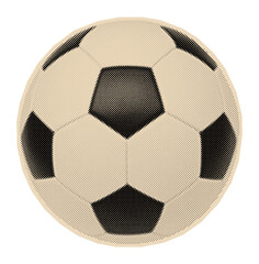 Fototapeta na wymiar Soccer ball illustration of classic sports equipment for a game or championship, rendered in a retro halftone pop art style