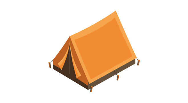 Orange camping tent in isometric view