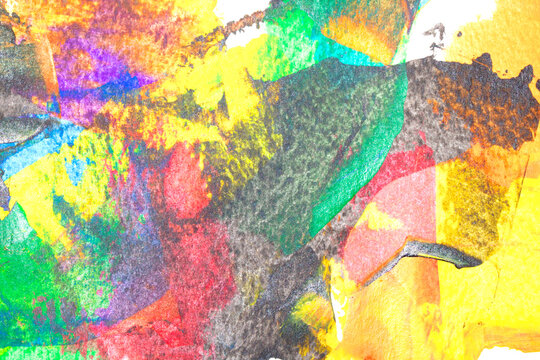 A vibrant and colourful oil and acrylic abstract painting on painted with wild and free brush strokes