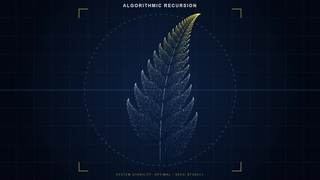 Digital Fern Leaf Animation Representing Algorithmic Mathematical Growth
