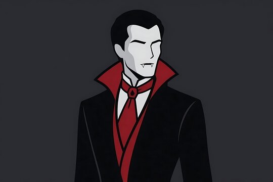 Minimalist flat vector illustration of modern vampire count for fashion apparel print and poster template
