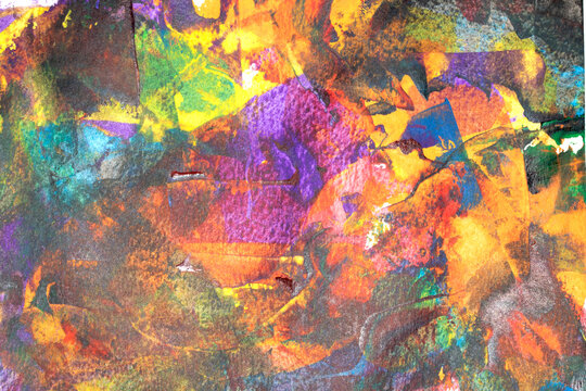 A vibrant and colourful oil and acrylic abstract painting on painted with wild and free brush strokes