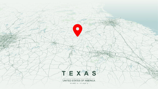 Modern minimalist vector map of Texas, USA. High-quality scalable illustration of Texas state boundaries, Gulf of Mexico coastline and Rio Grande river networks for posters design.