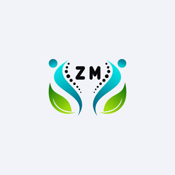 ZM initials modern and minimalist abstract logo with human and leaf elements