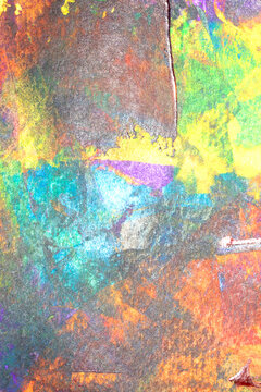 A vibrant and colourful oil and acrylic abstract painting on painted with wild and free brush strokes