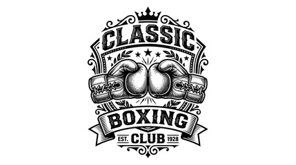 Vintage Boxing Club Emblem with Gloves © wati