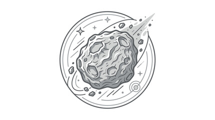 Professional Gray Scale of a Space Rock or Asteroid Surrounded by Cosmic Dust and Stars with high quality professional line art symbols for modern creative design and digital branding projects © SHOLEH