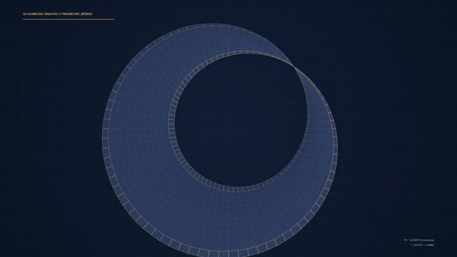 Rotating 3D Mobius Strip Wireframe Animation for Geometric Analysis