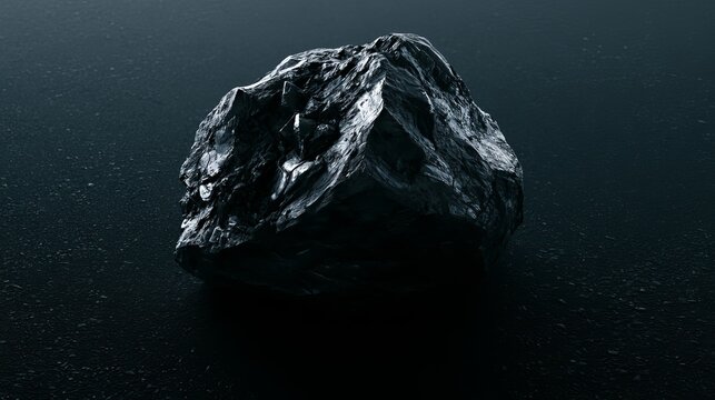 Coal sits on a dark surface. You can see it from above and have extra space.