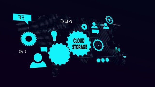 Cloud Storage Digital Data Backup Technology Animation Background 4K.