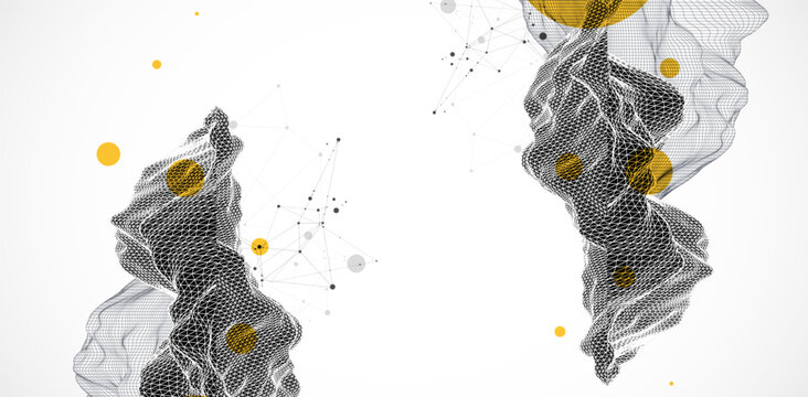 Abstract art wireframe background. Modern science or technology art elements. Surface illustration.