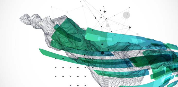 Abstract wireframe background. Modern science art elements. Vector