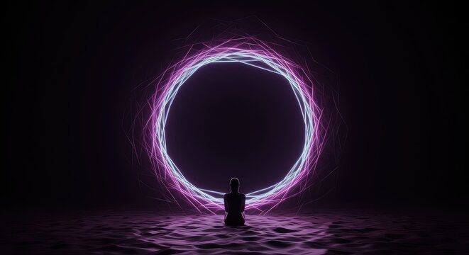 A minimalist, abstract void representing the unconscious mind, deep sleep, and the infinite potential space where dreams originate, ethereal, empty, night