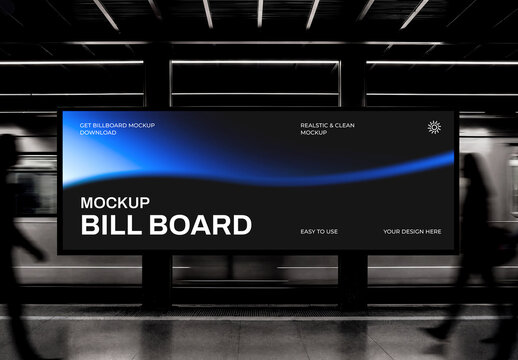 Modern Subway Billboard PSD Mockup