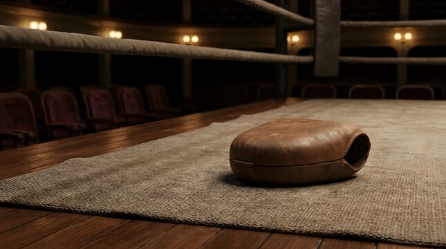 Vintage Boxing Ring Corner Leather Glove on Mat