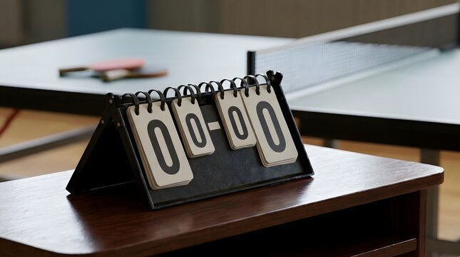 Table Tennis Time Count Board on Table in Gym