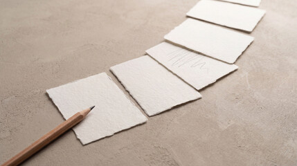Fototapeta premium Aligned Paper Notes Pathway Concept for Clear, Organized Thinking