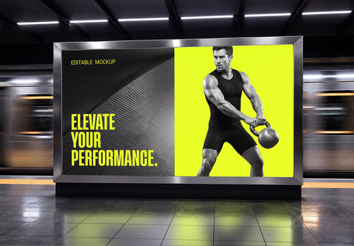 Subway Billboard Mockup with Indoor Advertising Display