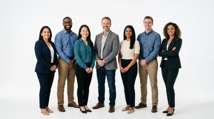Obraz premium Diverse business team standing together, isolated on white background