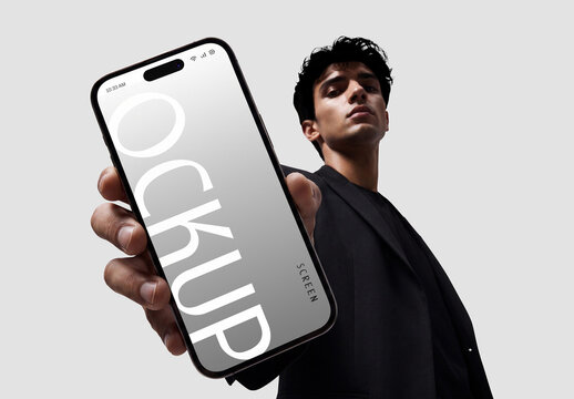 Smartphone in Hand Mockup Template