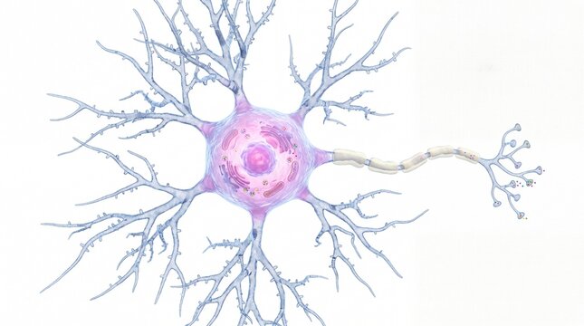 Colorful nerve cell neuron illustration