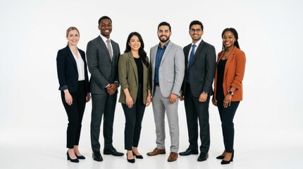 Fototapeta premium Diverse business people standing together in formal wear, isolated on white background