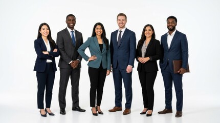 Fototapeta premium Diverse business people standing in formal wear, isolated on white background