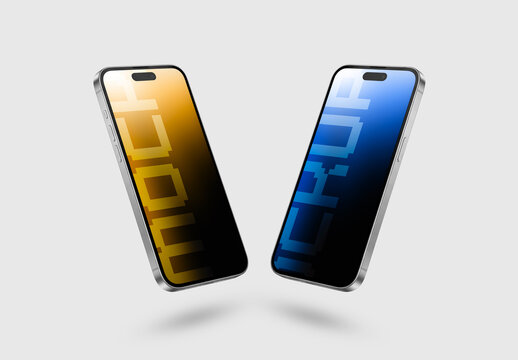 Floating Dual Phone Screen Mockup Template