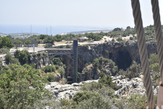 Observation Elevator and Viewing Platform Over Cennet Cehennem Sinkholes in Mersin, Turkey