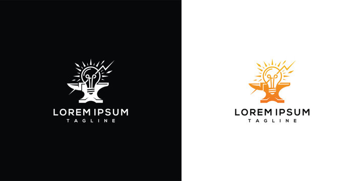 Anvil Lightbulb Idea Logo Design