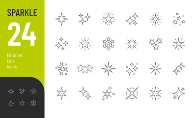 Fototapeta premium Sparkle Line Editable Icons set. Vector illustration in a modern thin line style of stars related icons: glitter, shine, twinkle, and more. Isolated on transparent background