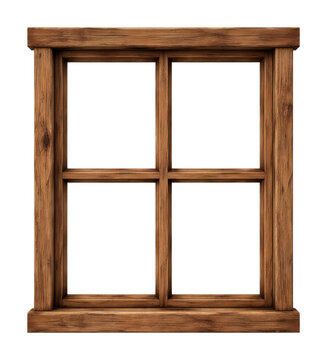PNG Rustic wooden window frame design.