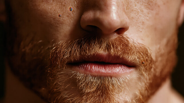 handsome red haired man portrait with full lips