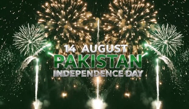 14 August Pakistan Independence Day Green Screen Fireworks Celebration