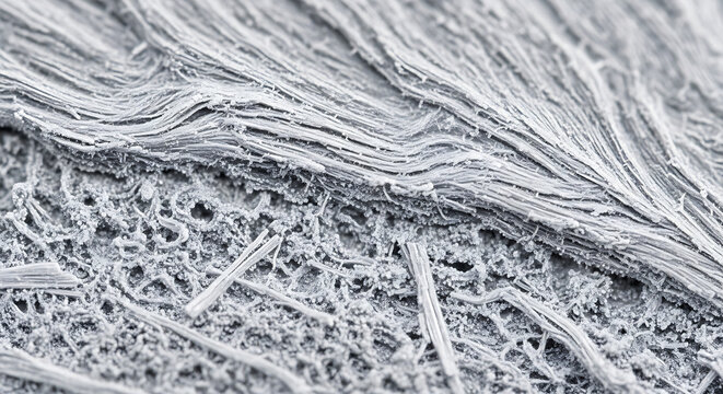 Detailed Microscopic Fibers Texture with Mineral Asbestos Strands in an Industrial Macro View