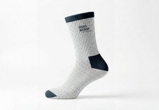 White Crew Socks Mockup on Light