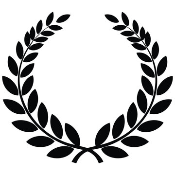Laurel wreath vector silhouette illustration line art isolated on white background award success.