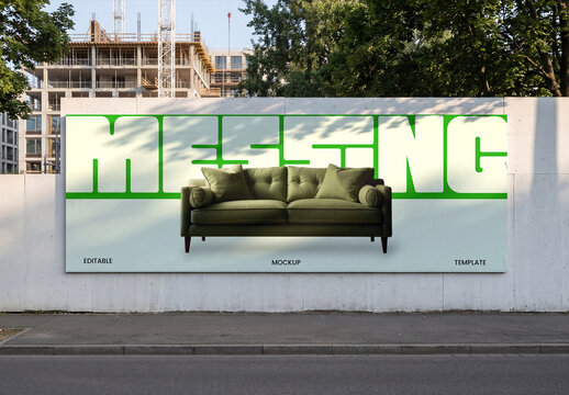 Outdoor Wall Billboard Advertisement Mockup