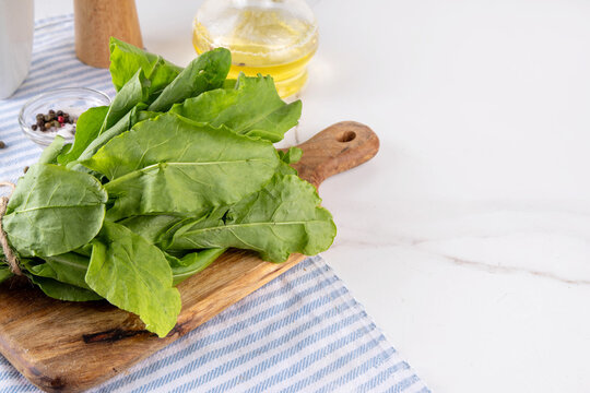Bunch of fresh raw organic sorrel leaves
