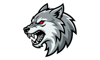 Fototapeta premium Angry Wolf Head Snarling Esports Mascot Logo