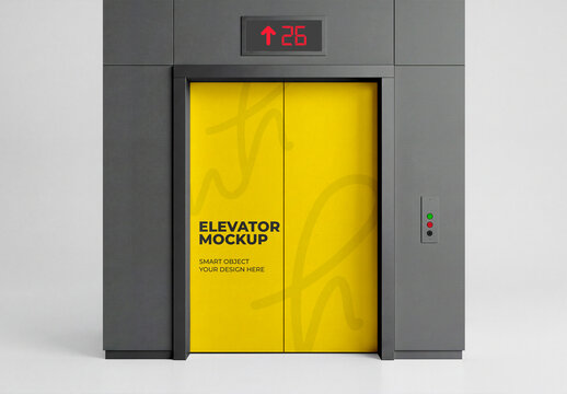Modern Elevator Door Advertising Mockup