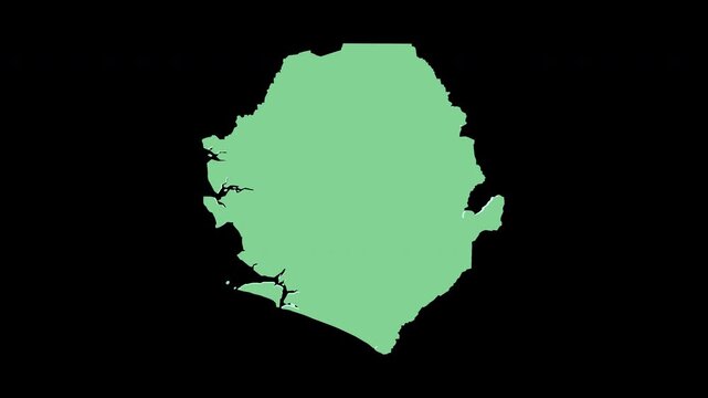 Sierra Leone green 3D map spin perfect 10 second loop black background