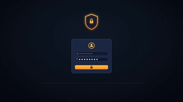 User login authentication interface with password error and success shield animation
