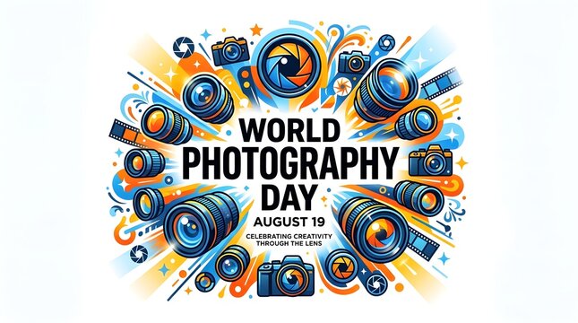 World Photography Day poster. Celebrating global photography event