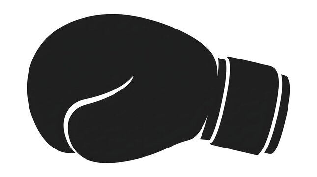 Black boxing glove, sports equipment, fitness icon, martial arts symbol