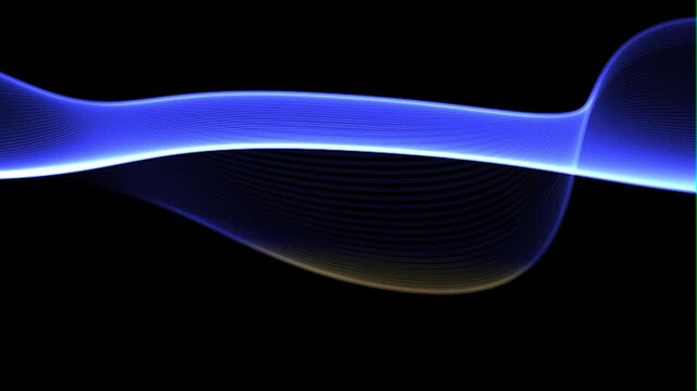 Multicolored waves on a black background. Colorful circular vector wave. Linear wave, flow graphic shape. Digital, smooth water surface background.