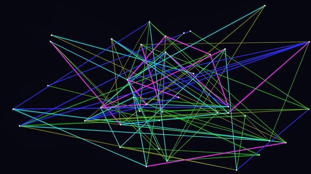 Chaotic Multi-Color Interconnected Network Graph with Nodes