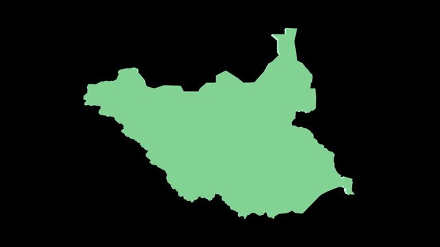 South Sudan green 3D map spin perfect 10 second loop black background